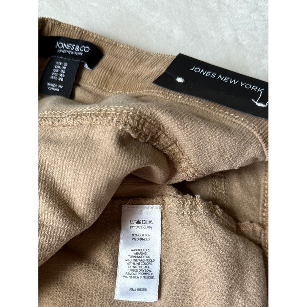 Jones New York Corduroy Skirt Tan High Waist Button Front Size 16 NEW - Picture 3 of 7